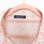 Boohoo Womens Blouse Size 12 Pink Zebra Print Sheer Long Sleeve Y2K Office Siren Photo 3