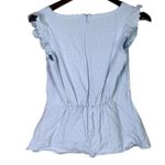 J.Crew Swiss Dot Peplum Ruffled Cap Sleeve Blouse V Neck Back Zip Up 0 Blue Photo 4