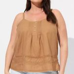 Torrid Linen Blend Pintuck Crop Tank Top Tan Size 2X Photo 2