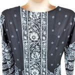 Melissa Paige  Blouse Women's Size S Black White Floral Damask Print Career Top Photo 6