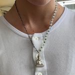 Two toned dainty buddha necklace Black Photo 0