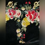 ZARA Velvet Embroidered Floral Bucket Bag Gold Chain Photo 3