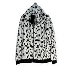 Arvil Hill Dalmatian Print Fleece Hoodie Zip Up Women's XL Black White Cozy Photo 1