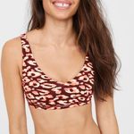 Aerie New Offline Animal Print Mesh Back Plunge Sports Bra Red Pink Size Large Photo 0