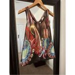 Moon Collection Women’s Boho Paisley Tank Top S Multicolor Tie Front Festival Photo 3
