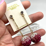 Amrita Singh  Austrian Crystal Ball Drop Pink Chain Earrings Photo 0