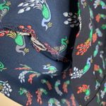 Loft Navy Blue Peacock Print Chiffon Blouse Sz Large Photo 7