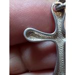 Sterling Silver Cross Pendant Modern Rounded Sculptural Necklace‎ Charm 925 "C" Photo 4