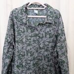 Just My Size JMS Womens Blouse Size 4X Green Floral Button Front Long Sleeve Boho Cottage Photo 1