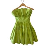 Sau Lee Lime Green Nia Pleated Strapless Cotton Mini Dress Size 4 Photo 1