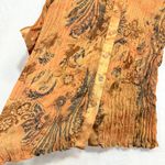 Russell Kemp Large Y2K Slinky Brown Paisley Print 3/4 Top Buttoned Stretch Satin Orange Photo 2