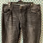 CAbi  Black Slim Boyfriend Jeans dark wash distressed women’s size 12 Photo 3