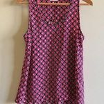 Pleione Sleeveless Blouse Mosaic Print Tank Top Pink Navy Womens Sz S Scoop Neck Photo 0