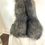 NEW Chunky Fuzzy Teddy Gray Black Faux Fur Boots EU 40 US 9 Photo 6