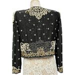 Vintage Night Vogue Black Beaded Embellished Cropped Silk Jacket Size Medium Photo 2