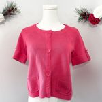 Loft  Womens Pink Short Sleeve Sweater Button Up Cardigan Small Photo 0