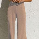Artfree Two Piece Ribbed Knit Crop and Palazzo Pant Tan Size M Photo 0
