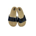VTG Dr Scholls Sandals Original Wooden Exercise Clog Navy Made in Italy 8 US NEW Blue Photo 1