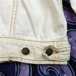 Free People Denim Trucker Jacket Womens XS Ivory Along The Way Distressed Oversi Photo 10