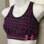 Under Armour Black/Pink Abstract Design Compression HeatGear Sports Bra- Medium Photo 1