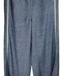 Trina Turk  Lyocell Linen Wide Leg Crop Slit Hem Pants Sz Medium Blue Chambray Photo 0