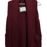Aeropostale  Burgundy Cable Knit‎ Open Cardigan Sleeveless Vest Size XS Pockets Photo 0