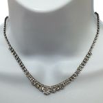 ALDO Cubic Zirconia Necklace V-Shaped Silver Tone 15” Long Choker Photo 0
