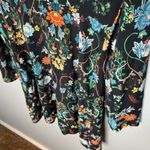 ZARA  Black with Floral Print A-Line Mini Dress long sleeve shift size medium Photo 2