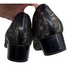 Bandolino  Size 7.5 Business Style Floral Square Toe Slip On Black Gold Heels Photo 11