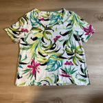 Chico's  Women's White 3 Tropical Floral Print V Neck Short‎ Sleeve Top Size XL Photo 7