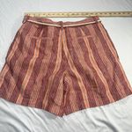 J.Jill New Pleated Rope Belt Linen Shorts Multicolor Stripe Size 10 Photo 9