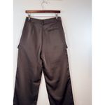The Noli Shop Womens Pants Brown Milan Satin Cargo Relaxed Full Length Trouser 8 Photo 8