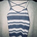 Universal Threads Dusty Blue & White Striped Cross back Top Photo 0