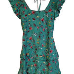 New Floral Tiered Mini Dress Summer Vacation Bridal Shower Bloomcore‎ Size XS Green Photo 0