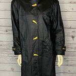 Worthington 90s Butter Soft Black Leather Car Coat, Gold Claw button size Medium Photo 0