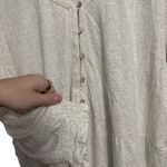 J.Jill Shirt Womens Size L Heathered Cream Tiered Henley Shirred Cuff Tan Size L Photo 2