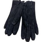 None Womens Black Genuine Suede Leather Gloves Fully Lined Size 7.5 Medium Photo 0