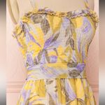 Saints + Secrets Ruffled Floral Yellow & Purple Casual Dress Size XS Cotton NWOT Photo 2