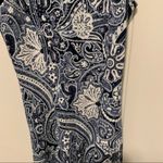 H&M Blue & White Paisley Print Lace Trim High Neck Bodycon Career Work Dress XS Photo 2