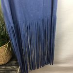 POL Blue Sleeveless Fringe Tank Festival Summer Mini Tunic Top Dress M Photo 4
