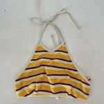 Solid & Striped  Demi Bikini Top Yellow Terry Cloth Tie High Neck Women's Size XS Photo 2