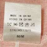 Adora Pink White Stripe Button Front Roll Tab Sleeve Semi Sheer Shirt Medium Photo 5