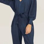 Something Navy  V Neck Long Sleeve Jumpsuit Navy Photo 0