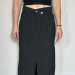 Weekday  Preppy Black Lined Midi Skirt Sz M Photo 0