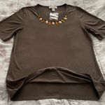 NWOT Fair Lady brown embellished gold & orange stones T Photo 9