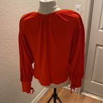 Free People FP Beach  Red Orange Long Sleeve Tie Cuff Peasant Top EUC Sz XS Photo 3