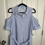Draper James  cold shoulder blue striped midi shirt dress size‎ 10 Photo 2