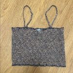 Aerie Small Navy and Orange Ditsy Floral Print Cropped Smocked Tank Top Summer Photo 0