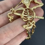 Danecraft Skeleton Pin Brooch Brushed Gold Dangle Halloween Moving Dancing Photo 11