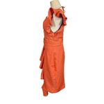 PatBO Belted Ruffle Asymmetrical Midi Dress PLEASE READ Orange Size 6 Photo 9